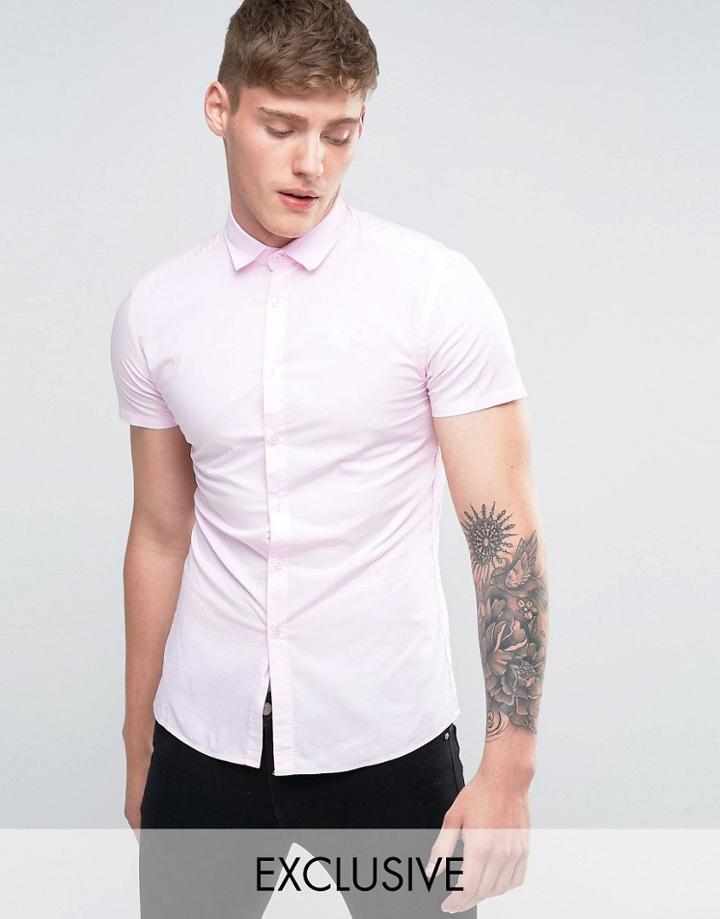 Siksilk Smart Shirt In Skinny Fit - Pink