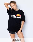 Ellesse Oversized Boyfriend T-shirt With Front Logo - Black