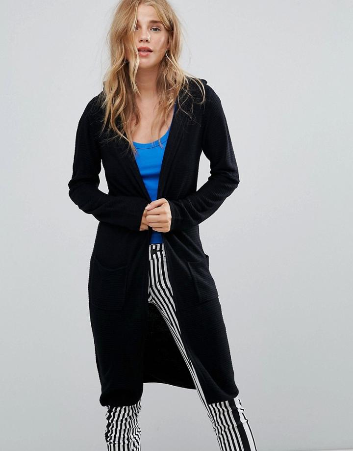 Jdy Mathison Maxi Hooded Cardigan - Black