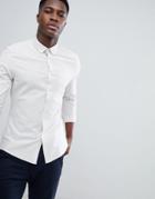 Asos Design Casual Stretch Slim Oxford Shirt In Stone - Cream