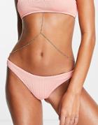 Rhythm Wave Break Scrunch High Leg Bikini Bottom In Pink Blush