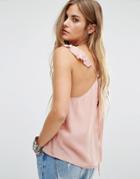 Honey Punch Frill Detail Cami Top With Tie Back - Pink