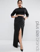 Club L Plus Maxi Skirt With Thigh Split Co Ord - Black