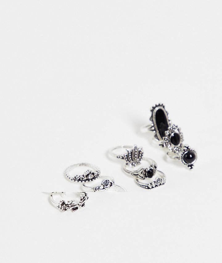 Ego Onyx 11 X Multipack Rings In Silver