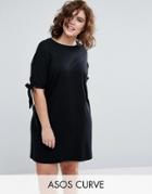 Asos Curve T-shirt Dress With Bow Sleeve - Black