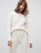 Wild Honey Oversized Cable Knit Sweater Two-piece - White