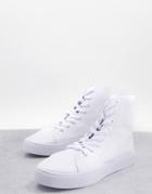 Asos Design Daz Canvas High Top Sneakers In White