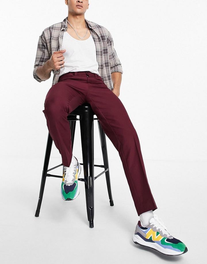 Farah Hopsack 100 Slim Fit Pants-red