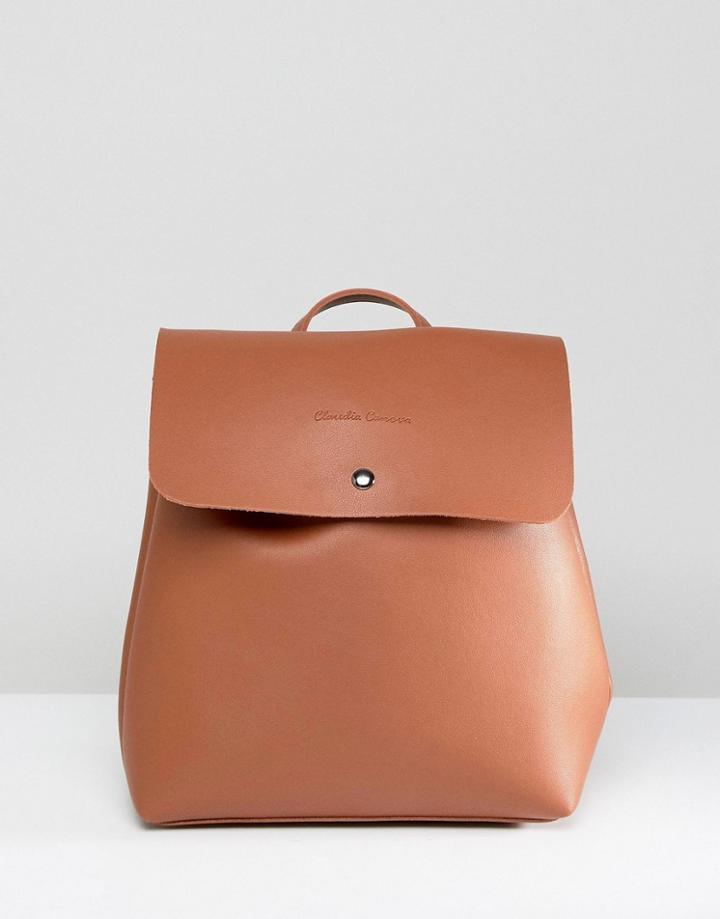 Claudia Canova Unlined Flapover Backpack - Tan