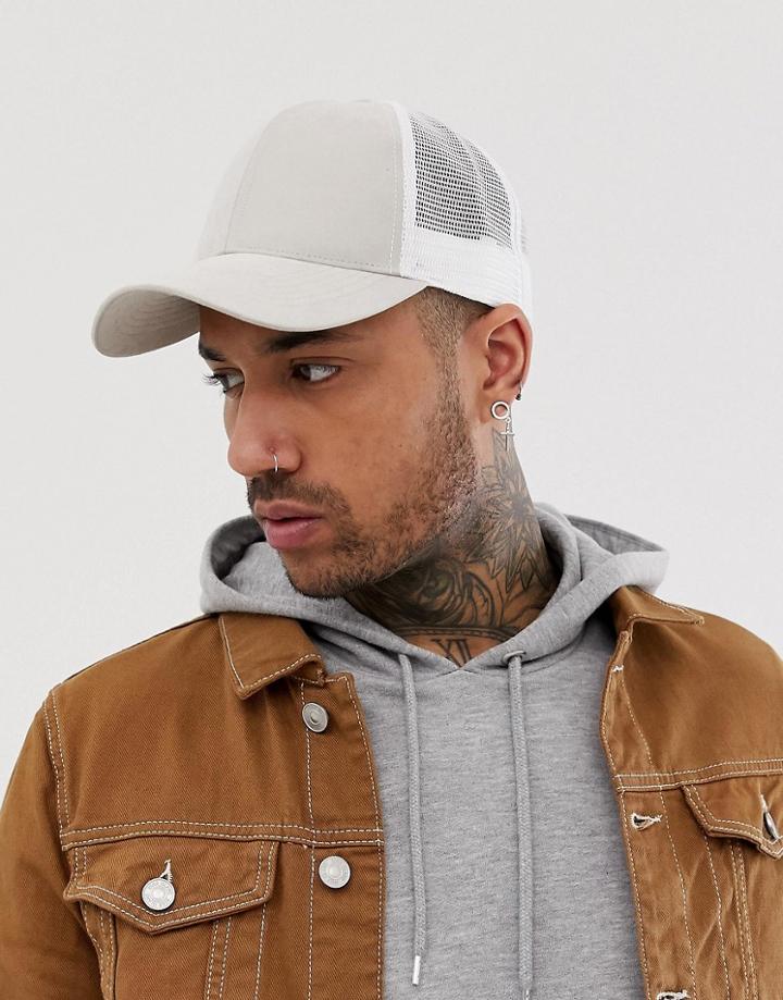 Asos Design Trucker Hat In Stone