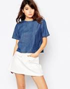 Brave Soul Boxy Denim Top - Denim