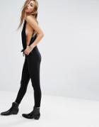 Lira Casual Jumpsuit With Plunge Armholes - Black