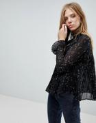 Vila Star Print Frill Blouse - Blue