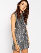 Asos Sleeveless Cropped Geo-tribal Shirt - Multi