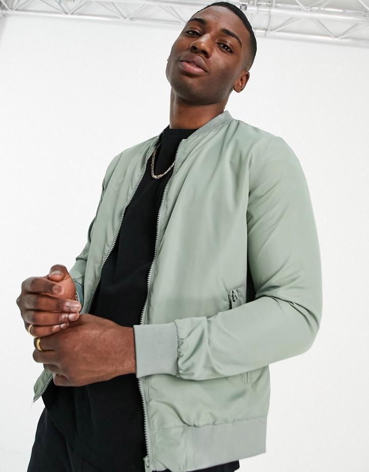 Brave Soul Bomber Jacket In Sage-green