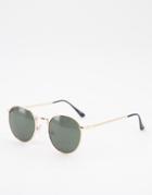 Selected Homme Round Sunglasses In Gold