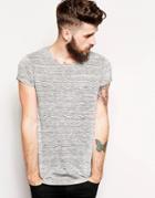 Asos T-shirt With Twisted Yarn Space Dye Jersey And Rolled Sleeve - Gray