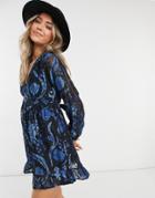 Raga Ocean Song Ruffle Mini Dress In Black