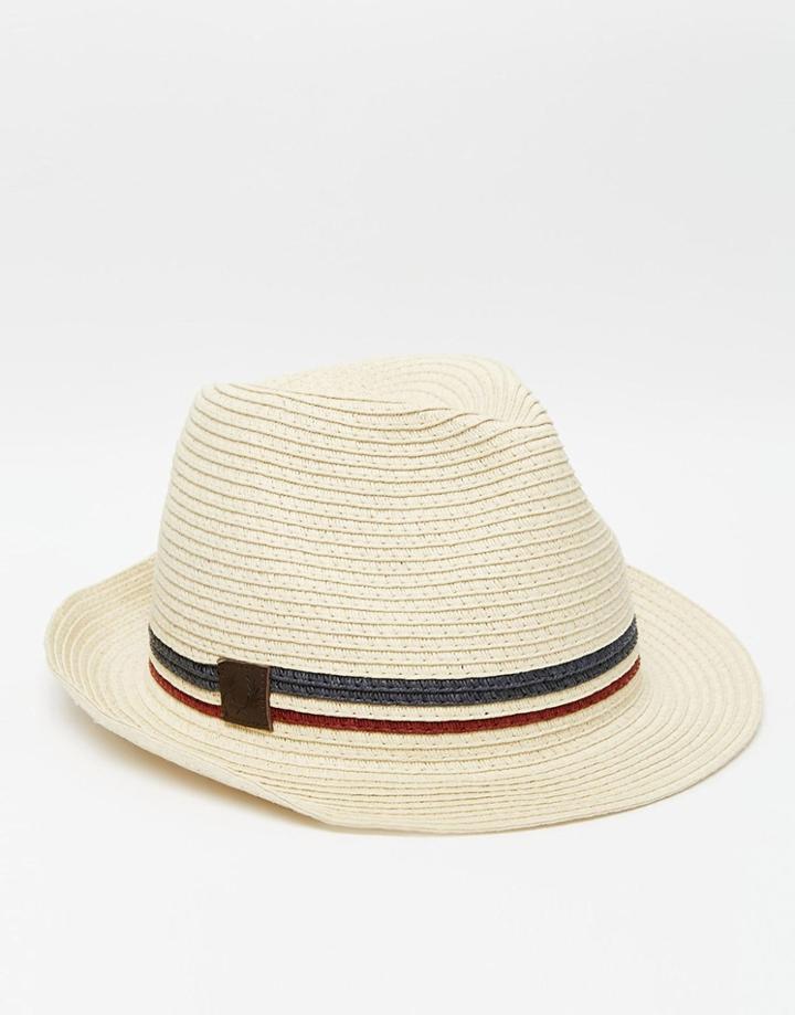 Fred Perry Straw Trilby Hat - Beige