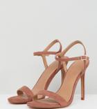 Asos Hands Down Wide Fit Barely There Heeled Sandals - Brown