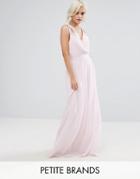 Tfnc Petite Wedding Wrap Front Maxi Dress With Embellishment - Pink