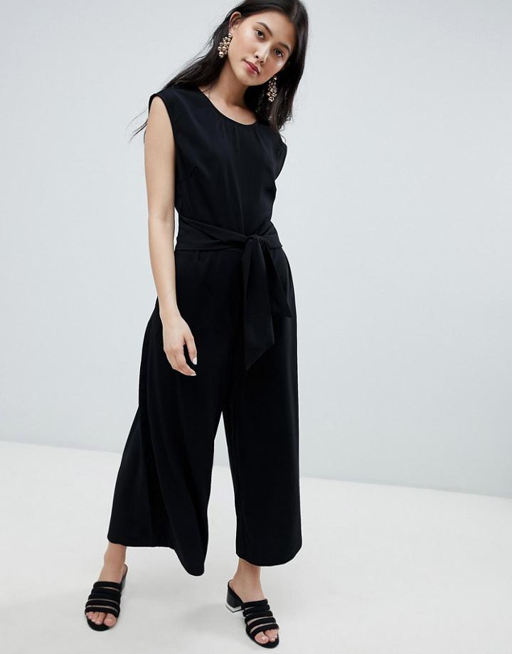 Vila Tie Waist Minimal Jumpsuit - Black