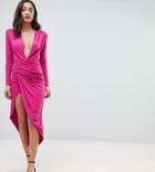 John Zack Tall Plunge Front Wrap Maxi Dress - Pink