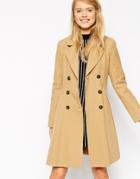 Asos Skater Coat With Double Breast Button Detail - Camel