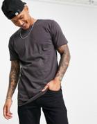 Soul Star Longline T-shirt In Charcoal-grey
