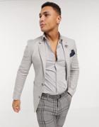 Asos Design Wedding Skinny Linen Blazer In Gray-grey