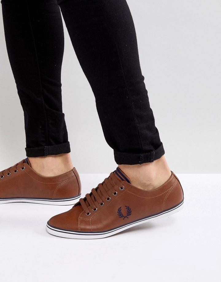 Fred Perry Kingston Leather Sneakers In Tan - Tan