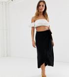 New Look Midi Wrap Skirt In Black - Black