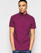 Brave Soul Small Spot Short Sleeve Shirt - Red