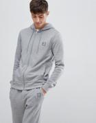 Boss Znacks Box Logo Zip Thru Hoodie In Gray Suit 1 - Gray