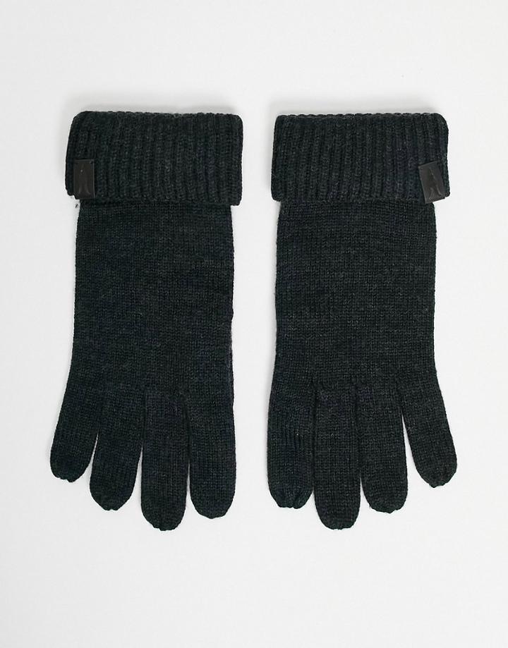 All Saints Merino Gloves In Black Heather
