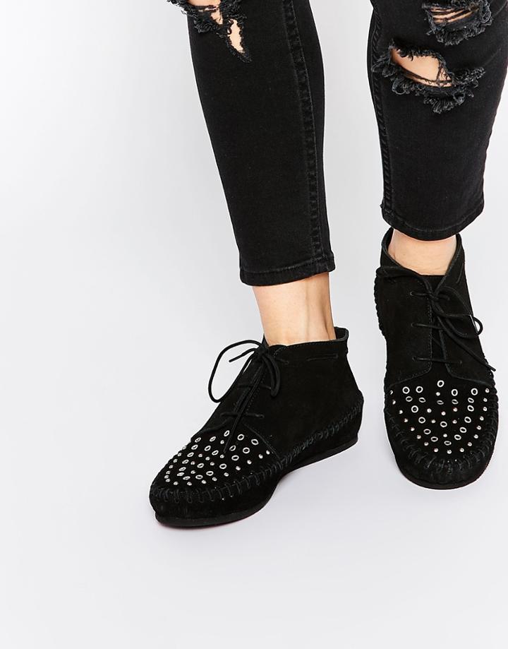 Asos Alberta Suede Festival Ankle Boots - Black