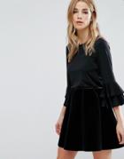 New Look Double Frill Sleeve Top - Black