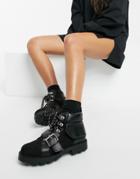 Asos Design Angelo Lace Up Hiker Boots In Black