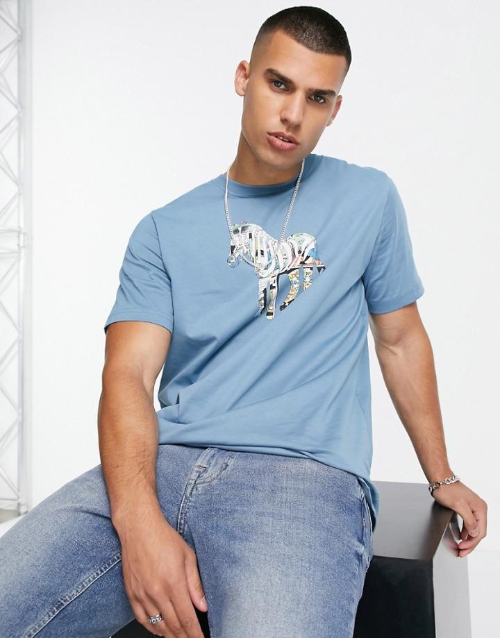 Ps Paul Smith Comic Zebra T-shirt In Blue-blues