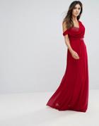 City Goddess Maxi Dress With Diamonte Detail - Red
