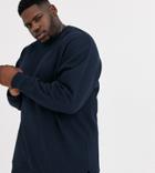 Asos Design Plus Longline Oversized Sweatshirt In Navy With Split Hem