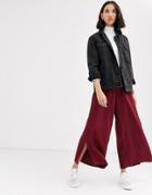Native Youth Wide Leg Pants With Ring Pull In Satin Two-piece-red