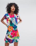 Liquorish Tropical Bird Print Dress - Multi