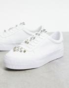 Asos Design Dekko Sneakers With Faux Gems In White