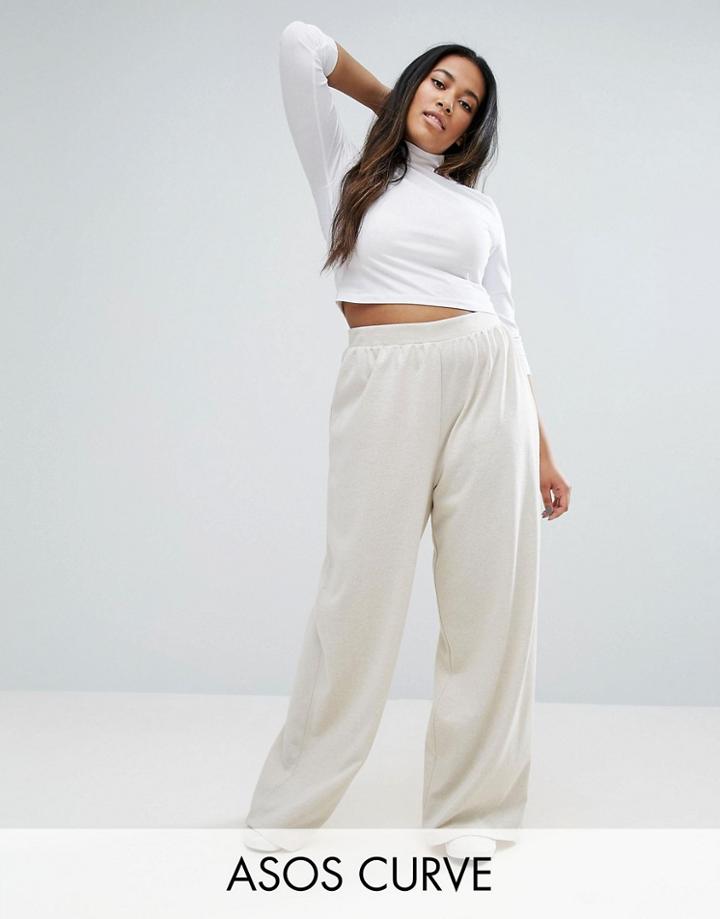 Asos Curve Slouch Wide Leg Metallic Palazzo Pants - Gray