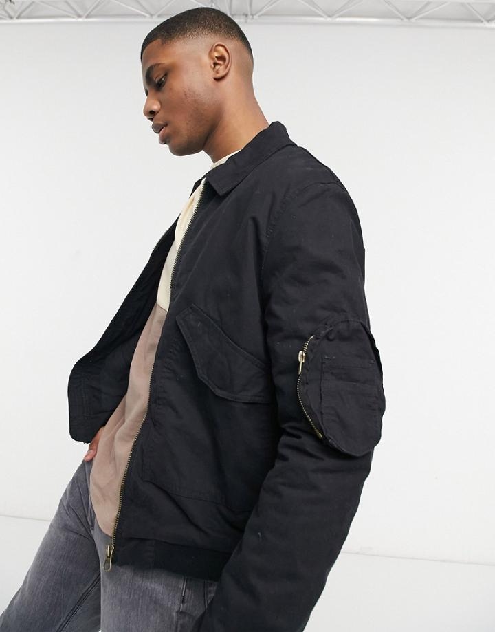 Asos Design Ma2 Bomber Jacket In Black