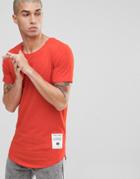 Jack & Jones Core Longline T-shirt With Badge Branding - Red