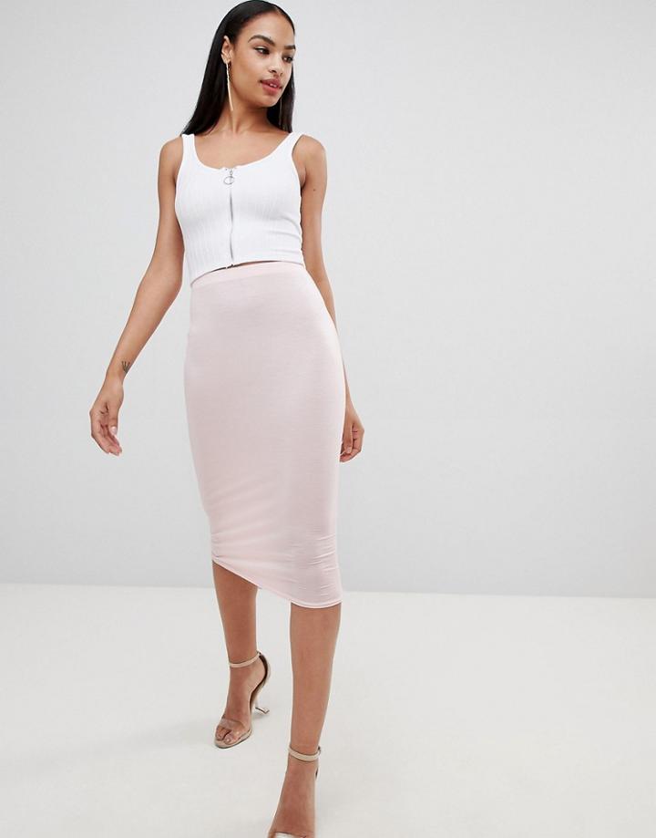 Missguided Jersey Midi Skirt - Pink