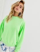 Asos Design Oversized Sweatshirt In Washed Neon - Green