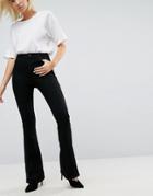 Asos Design Bell Flare Jeans In Clean Black With Pressed Crease - Black